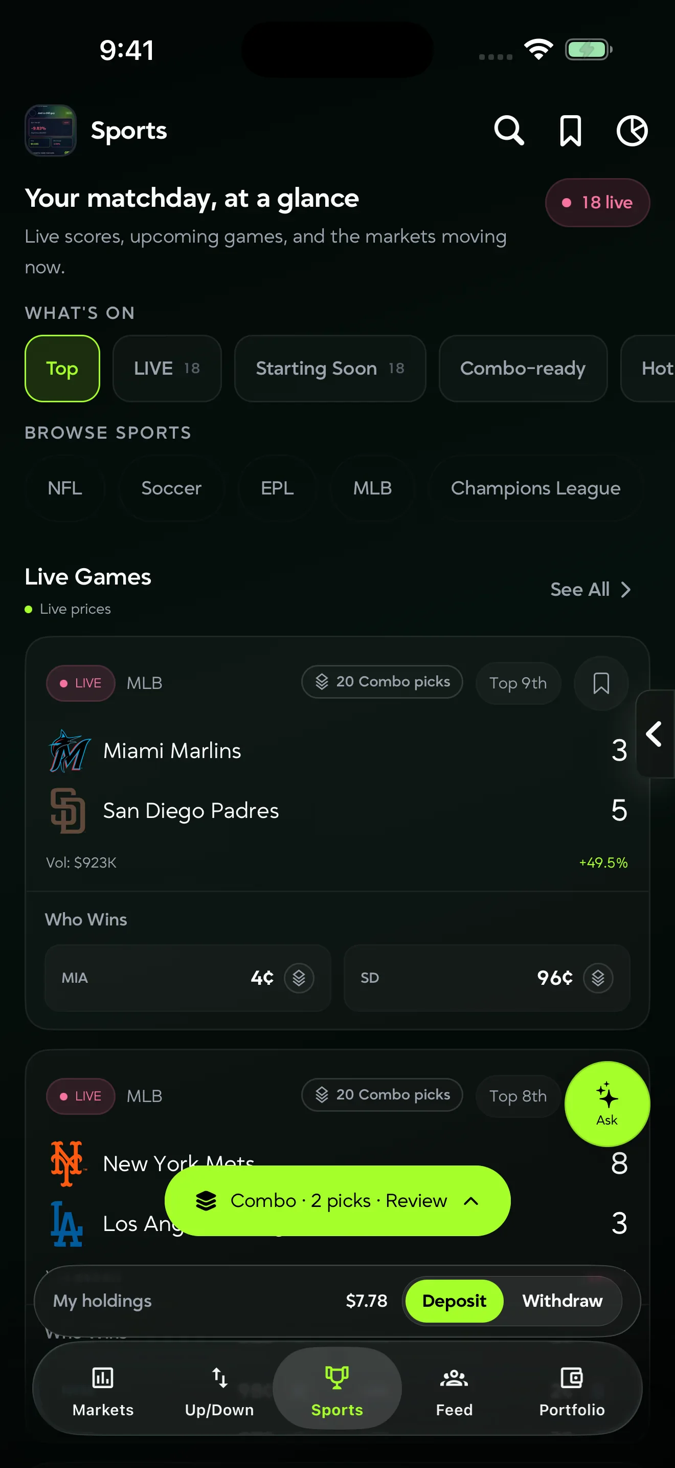 FlipX Sports prediction markets on mobile