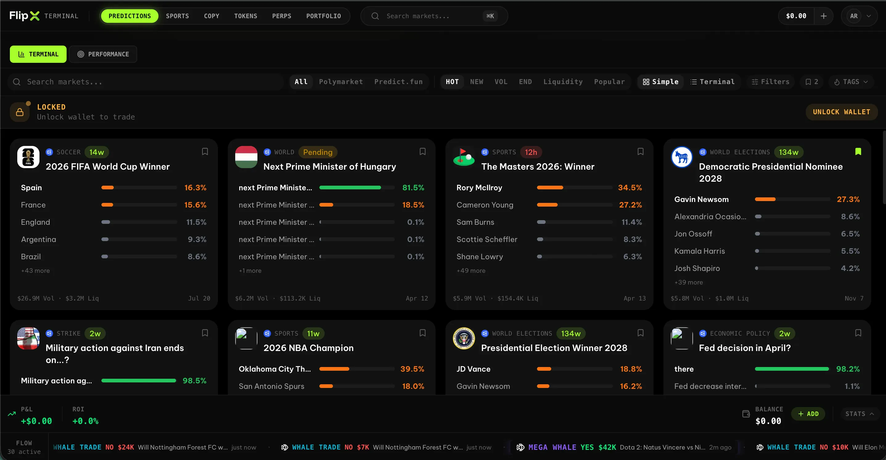 FlipX Markets on desktop